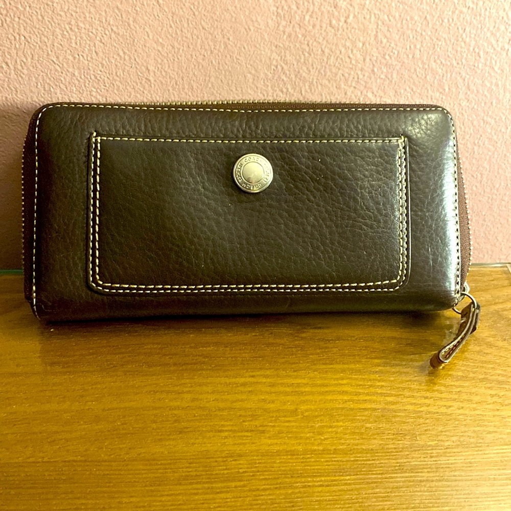 Coach Brown Large Leather zip wallet